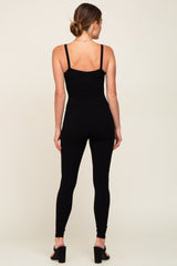 Black Ribbed Sleeveless Jumpsuit