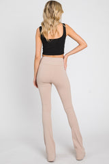 Taupe Rib Knit Flare Leggings