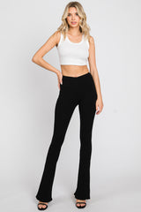 Black Rib Knit Flare Matenrity Leggings