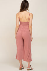 Mauve Sleeveless Cropped Maternity Jumpsuit