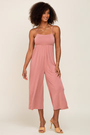 Mauve Sleeveless Cropped Jumpsuit