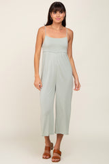 Sage Sleeveless Cropped Maternity Jumpsuit