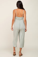 Sage Sleeveless Cropped Jumpsuit