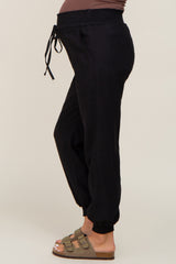 Black Smocked Maternity Joggers