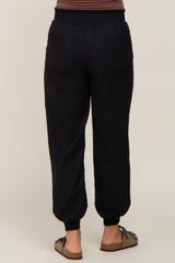 Black Smocked Maternity Joggers