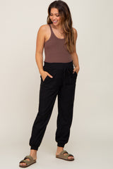 Black Smocked Maternity Joggers