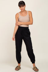 Black Smocked Maternity Joggers