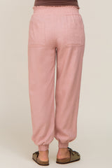 Mauve Smocked Maternity Joggers