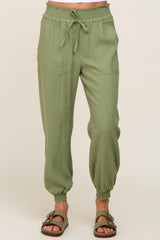 Olive Smocked Joggers