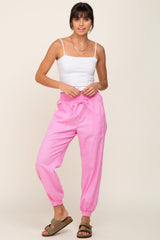 Pink Smocked Joggers