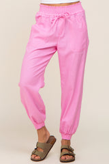 Pink Smocked Joggers