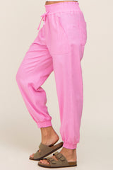 Pink Smocked Joggers