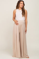 Cream Flowy Maternity Pants