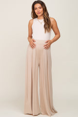 Cream Flowy Maternity Pants