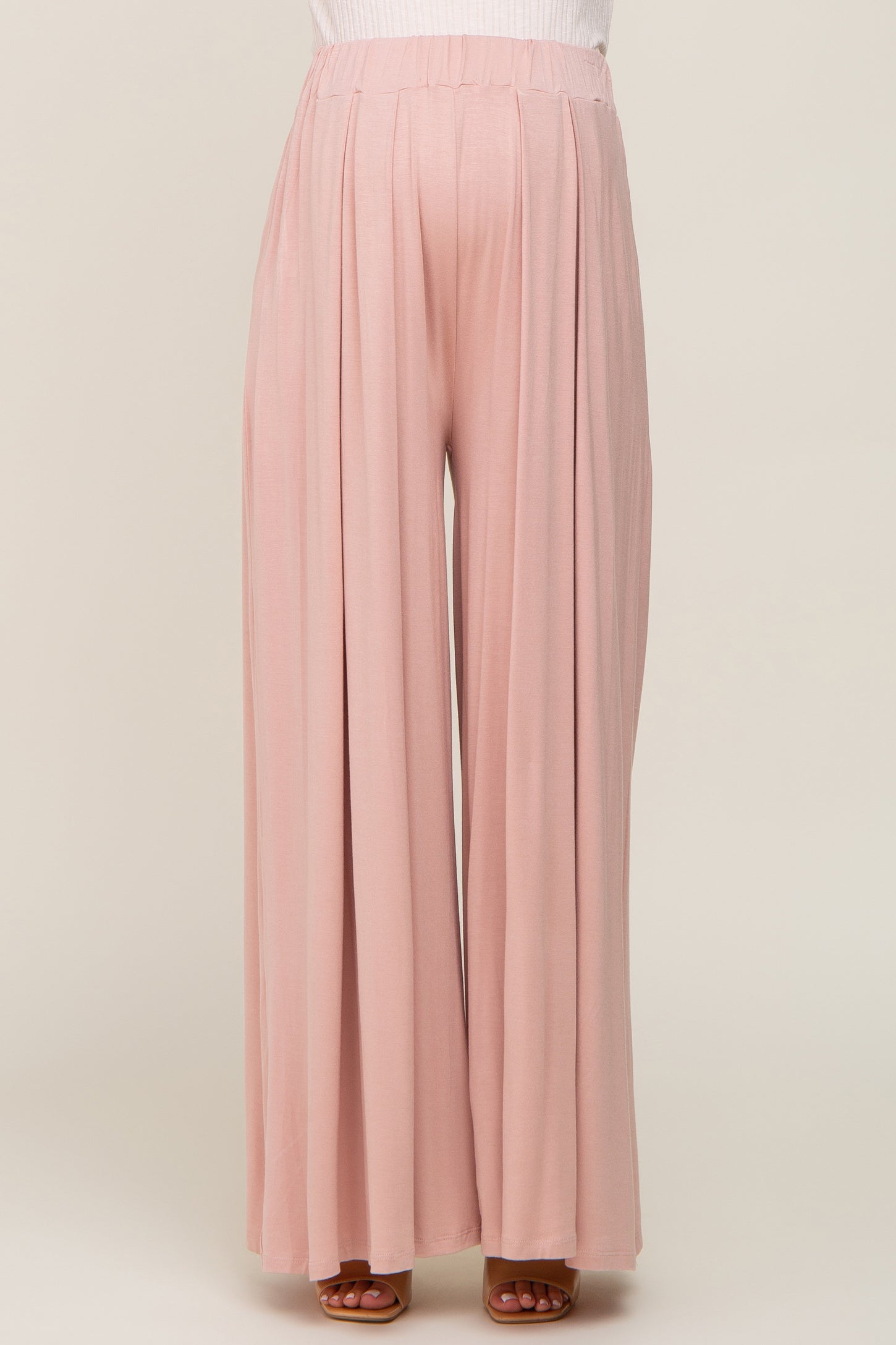 Light Pink Smocked Waist Flowy Maternity Pants– PinkBlush