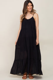 Black Tiered Maternity Maxi Dress