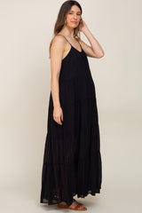 Black Tiered Maternity Maxi Dress