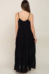 Black Tiered Maternity Maxi Dress