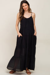 Black Tiered Maternity Maxi Dress