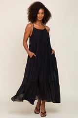 Black Tiered Maternity Maxi Dress