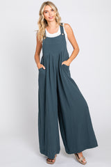 Dark Teal Pocket Front Wide Leg Jumpsuit