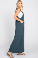 Dark Teal Pocket Front Wide Leg Jumpsuit