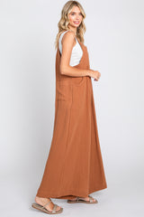 Rust Pocket Front Wide Leg Jumpsuit