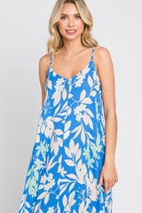 Blue Floral V-Neck Maxi Dress