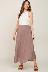 Mocha Smocked Maternity Midi Skirt