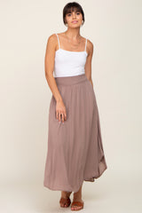 Mocha Smocked Maternity Midi Skirt