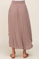 Mocha Smocked Midi Skirt