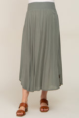 Olive Smocked Maternity Midi Skirt