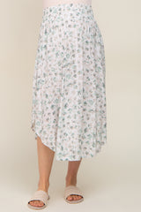 Ivory Mint Floral Smocked Maternity Skirt