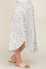 Ivory Mint Floral Smocked Maternity Skirt