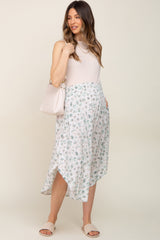 Ivory Mint Floral Smocked Maternity Skirt