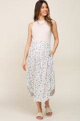 Ivory Mint Floral Smocked Maternity Skirt