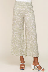 Mint Leaf Print Smocked Waist Pants