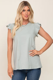 Mint Green Flounce Cap Sleeve Top