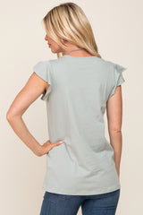 Mint Green Flounce Cap Sleeve Top