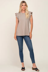 Taupe Flounce Cap Sleeve Top