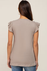 Taupe Flounce Cap Sleeve Maternity Top