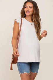 Cream Flounce Cap Sleeve Maternity Top