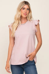 Light Pink Flounce Cap Sleeve Maternity Top