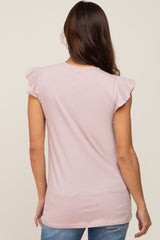 Light Pink Flounce Cap Sleeve Maternity Top