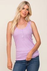 Lavender Ribbed Button Front Maternity Tank Top