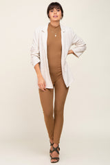 Mocha Ribbed Maternity Jumpsuit