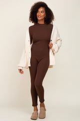 Brown Ribbed Jumpsuit