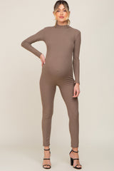 Taupe Ribbed Maternity Jumpsiut