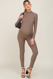 Taupe Ribbed Maternity Jumpsiut