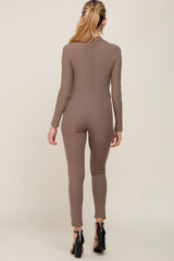 Taupe Ribbed Maternity Jumpsiut